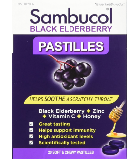 Sambucol Sambucol Black Elderberry Pastilles 20 Soft & Chewy Pastilles | Unbeatable Prices, Daily Deals | VITASHOP