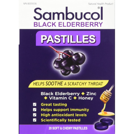 Sambucol Sambucol Black Elderberry Pastilles 20 Soft & Chewy Pastilles | 每天不同折扣, 全网最低价格 | 种类齐全的保健品店铺 VITASHOP, 只有你想不到, 没有你买不到 !