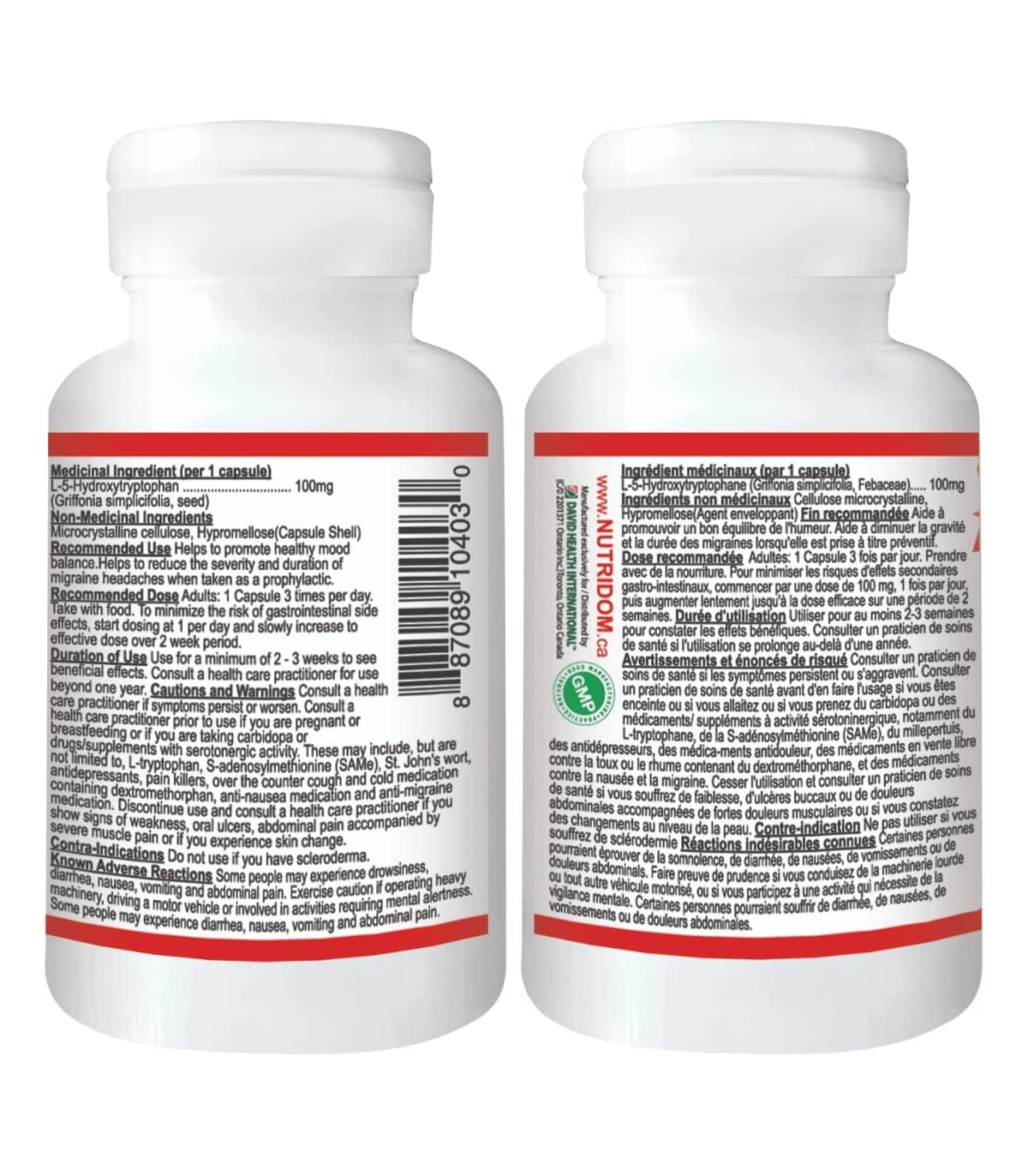 Nutridom 뉴트리돔 5-HTP 100 mg 60 식물성 캡슐 | 매일 업데이트되는 특가 상품 | VITASHOP