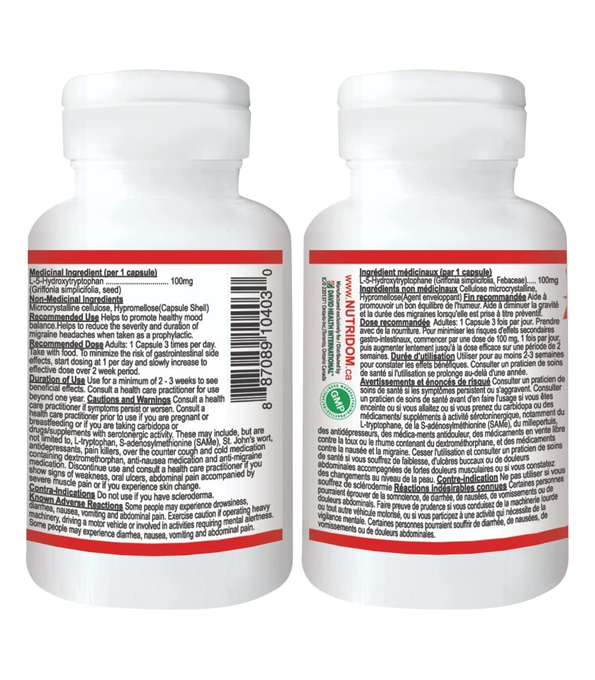 Nutridom 뉴트리돔 5-HTP 100 mg 60 식물성 캡슐 | 매일 업데이트되는 특가 상품 | VITASHOP