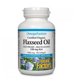 Natural Factors OmegaFactors Certified Organic Flaxseed Oil 1000 mg, 90 Softgels | 每天不同折扣, 全网最低价格 | 种类齐全的保健品店铺 VITASHOP, 只有你想不到,