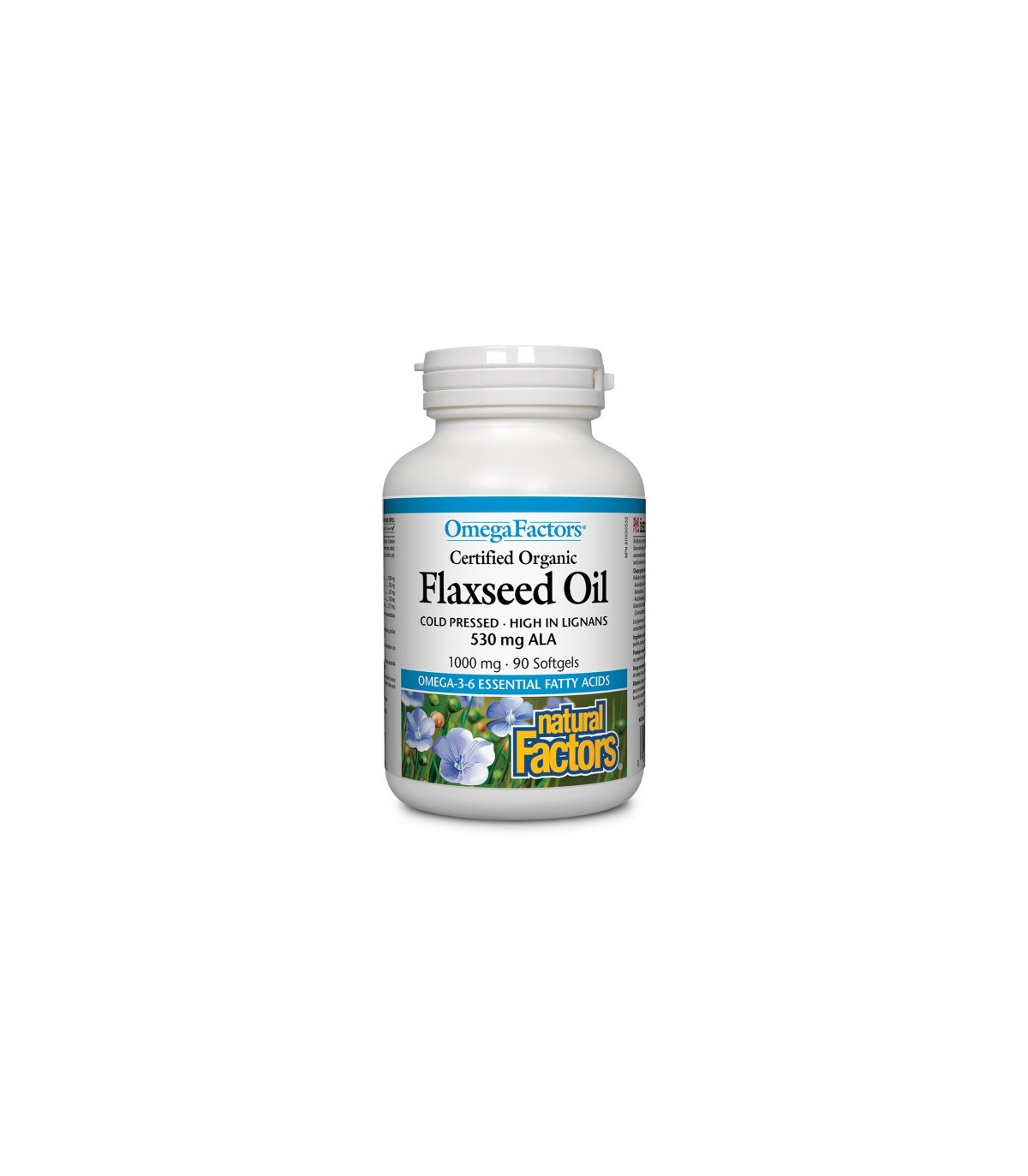 Natural Factors 내추럴 팩터스 OmegaFactors 인증 유기농 아마씨 오일 1000 mg, 90 소프트젤 | 매일 업데이트되는 특가 상품 | VITASHOP