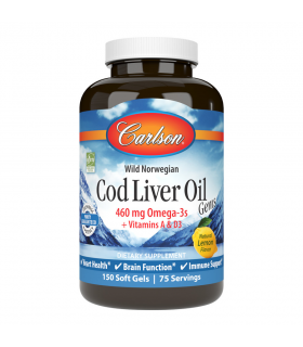 Carlson Laboratories Cod Liver Oil Lemon 150 Softgels | Unbeatable Prices, Daily Deals | VITASHOP
