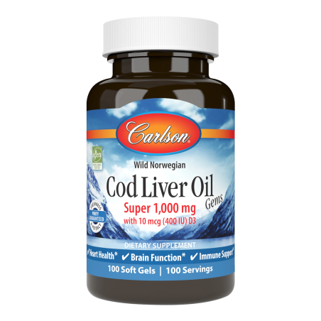 Carlson Laboratories Super Cod Liver 1000 mg 100 Softgels | Unbeatable Prices, Daily Deals | VITASHOP
