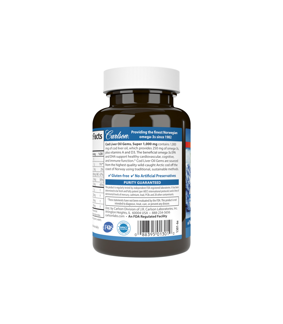 Carlson Laboratories Super Cod Liver 1000 mg 250 Softgels | Unbeatable Prices, Daily Deals | VITASHOP