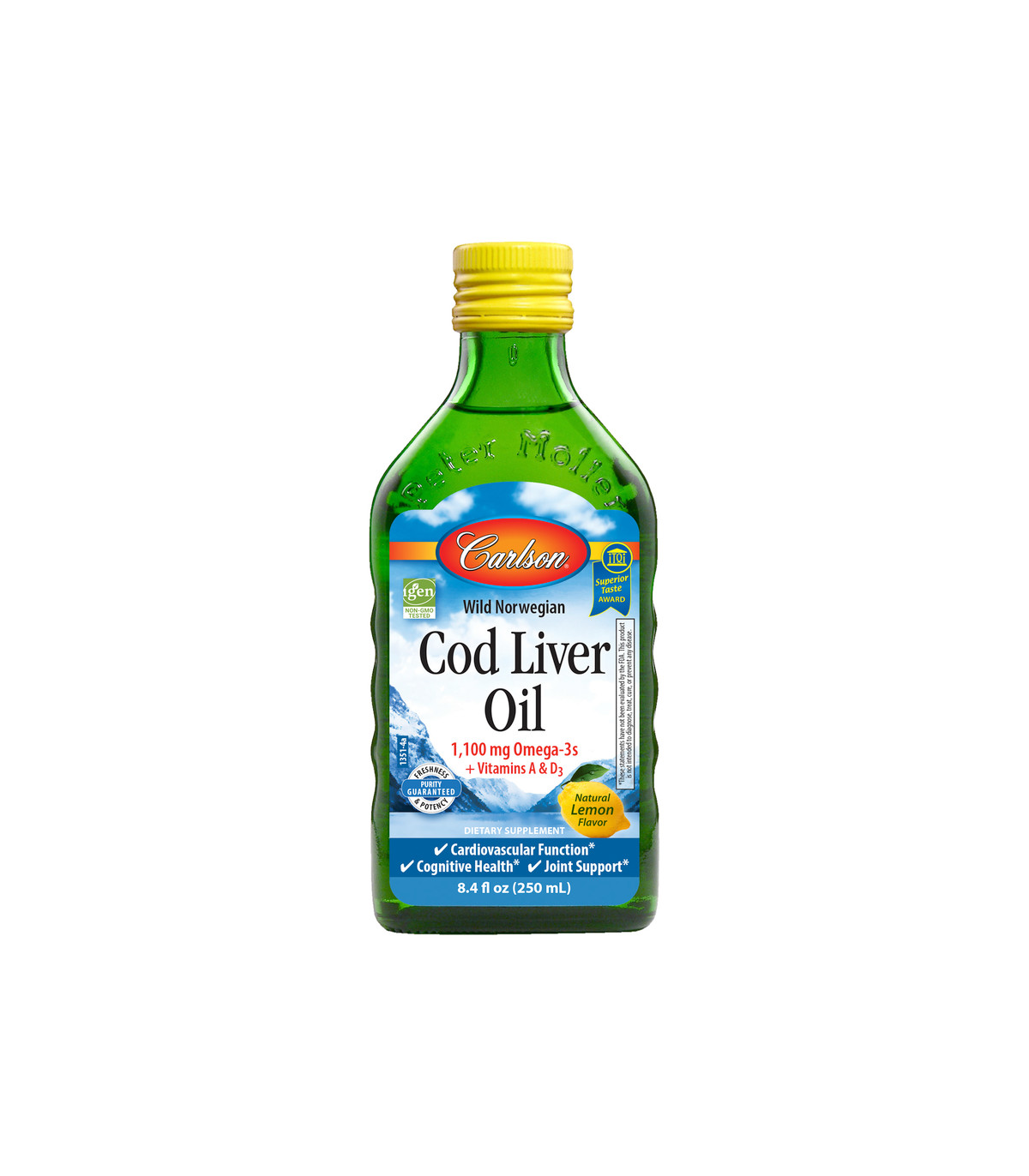 Carlson Laboratories Norwegian Cod Liver Oil Lemon 250 ml | Unbeatable Prices, Daily Deals | VITASHOP