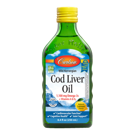 Carlson Laboratories Norwegian Cod Liver Oil Lemon 250 ml | Unbeatable Prices, Daily Deals | VITASHOP