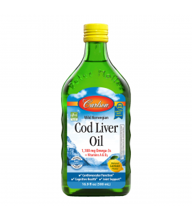 Carlson Laboratories Norwegian Cod Liver Oil Lemon 500 ml | Unbeatable Prices, Daily Deals | VITASHOP