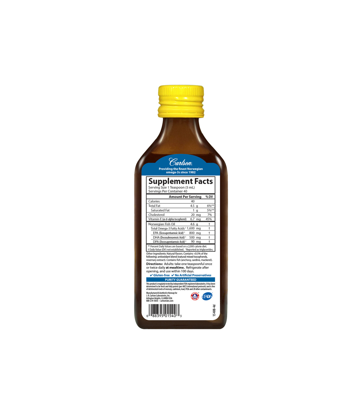 Carlson Laboratories The Very Finest Fish Oil Lemon 200 ml | Unbeatable Prices, Daily Deals | VITASHOP