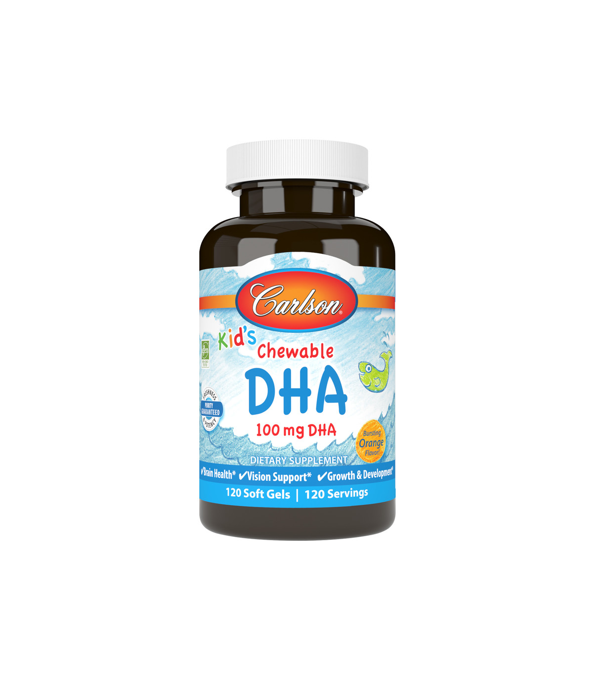 Carlson for Kids DHA Orange 120 Chewable Tablets | Safest & Easiest Shopping Vitamins Online | VITASHOP