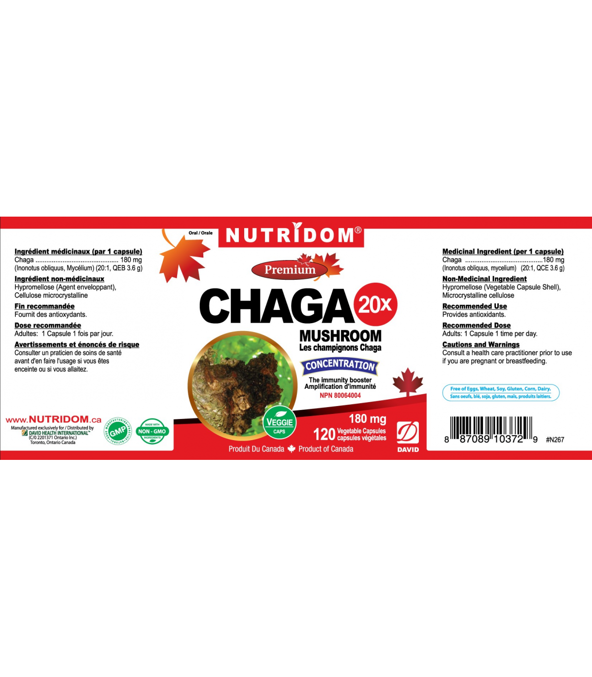 Nutridom CHAGA 20x 120 Vegi Capsules | Unbeatable Prices, Daily Deals | VITASHOP