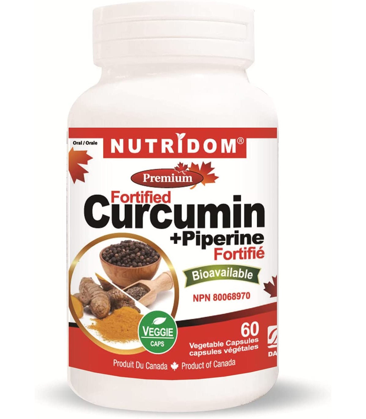 Curcumin + Piperine 60 Vegi Capsules | Safest & Easiest Shopping Vitamins Online | VITASHOP