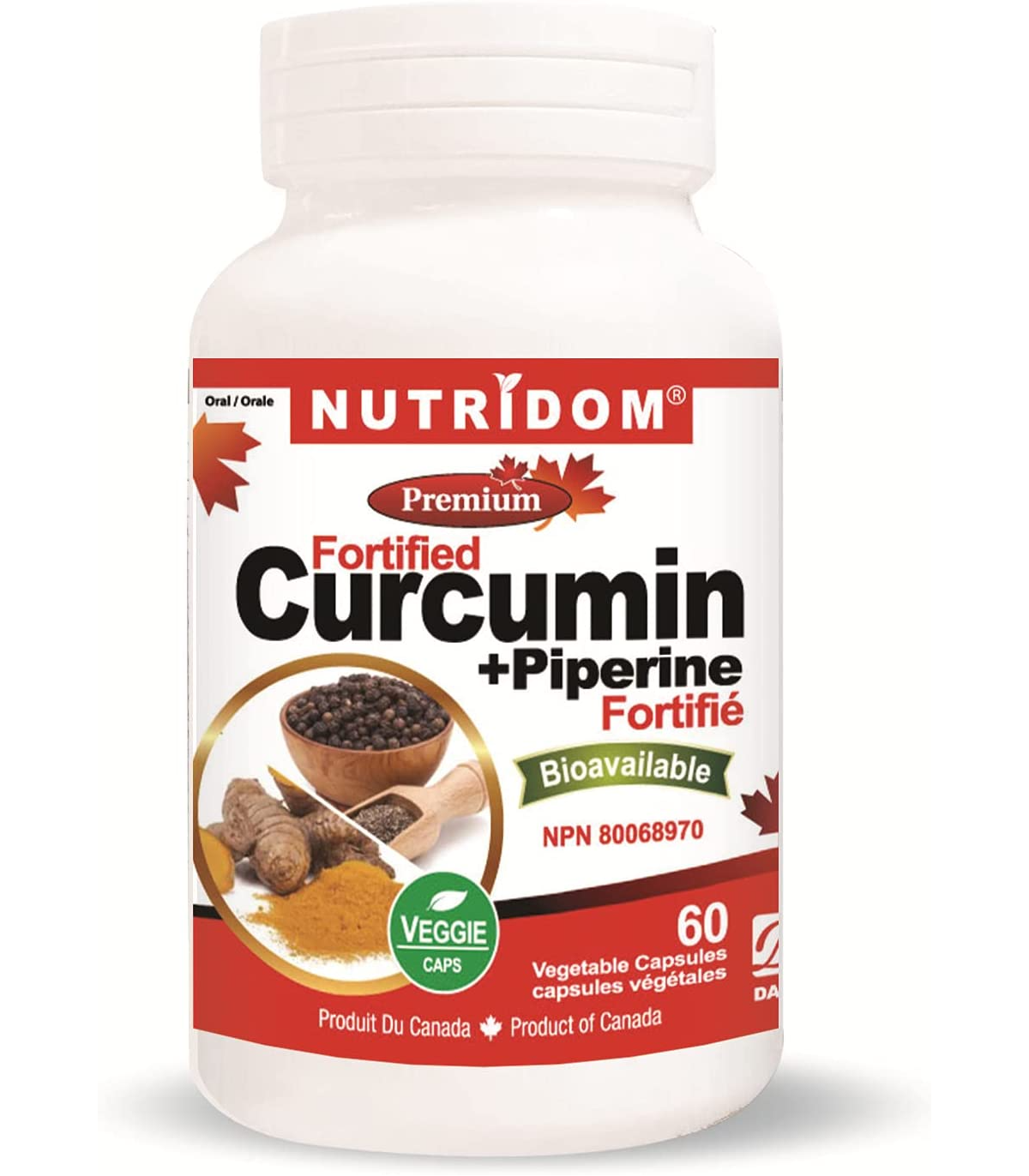 Curcumin + Piperine 60 Vegi Capsules | Safest & Easiest Shopping Vitamins Online | VITASHOP