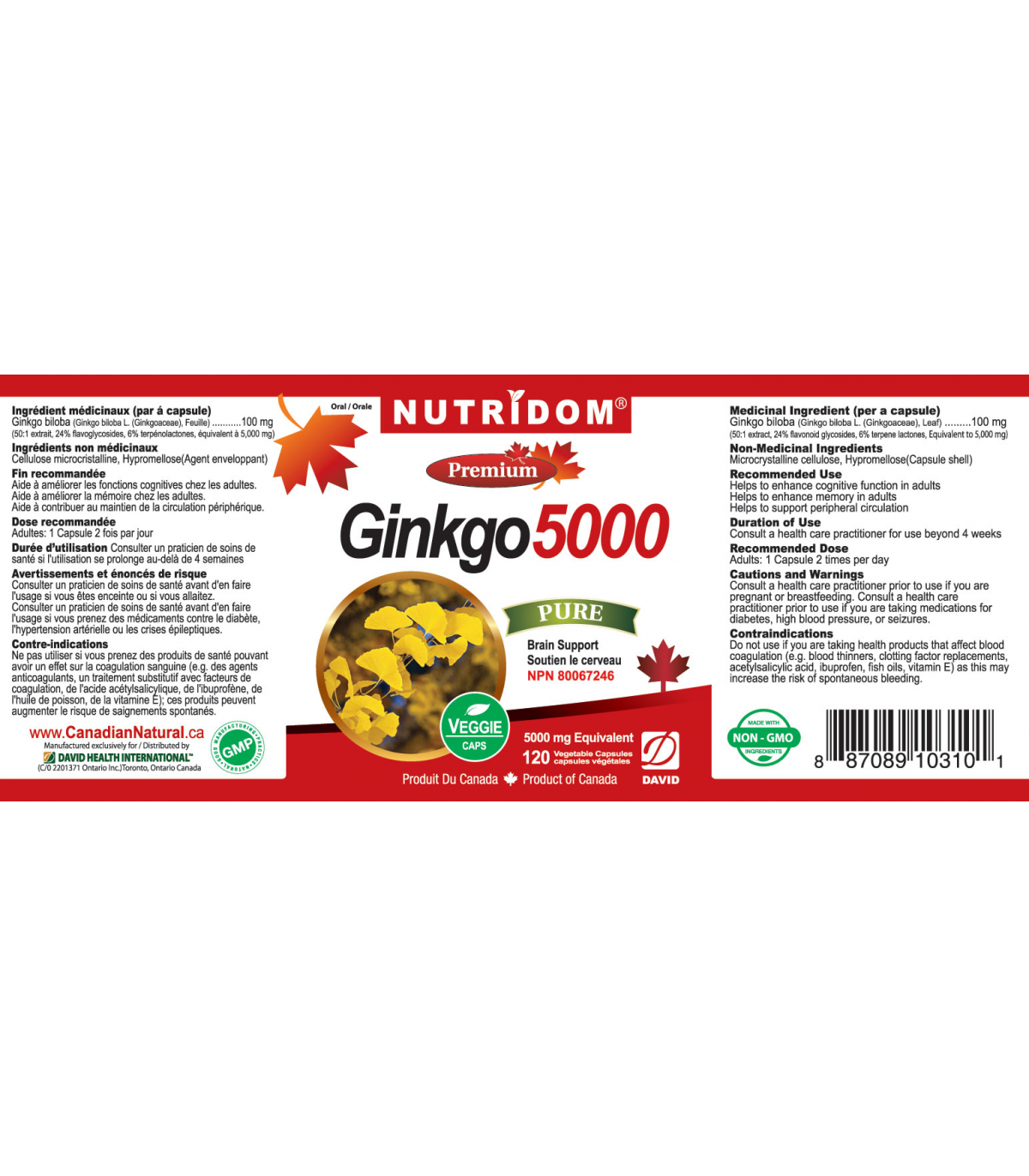 Nutridom 뉴트리돔 Ginkgo5000 120 식물성 캡슐 | 매일 업데이트되는 특가 상품 | VITASHOP