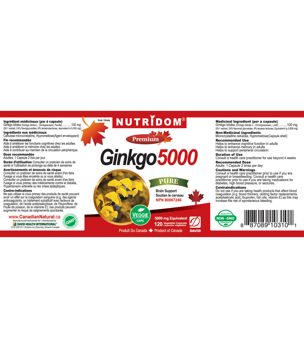 Nutridom 뉴트리돔 Ginkgo5000 120 식물성 캡슐 | 매일 업데이트되는 특가 상품 | VITASHOP