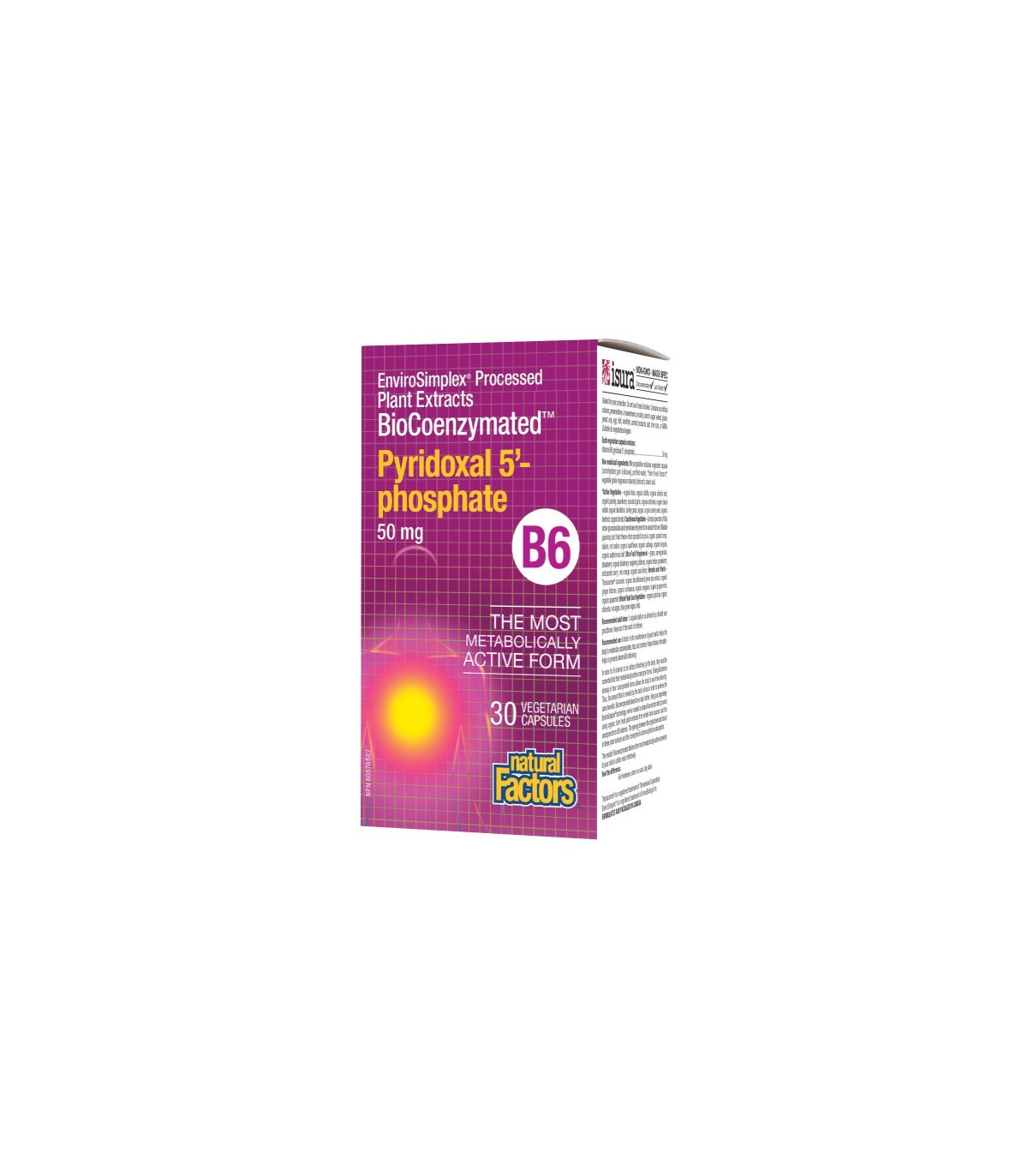 BioCoenzymated Pyridoxal 5 phosphate B6 50 mg, 30 Capsules Végétariennes | Safest & Easiest Shopping Vitamins Online | VITASHOP