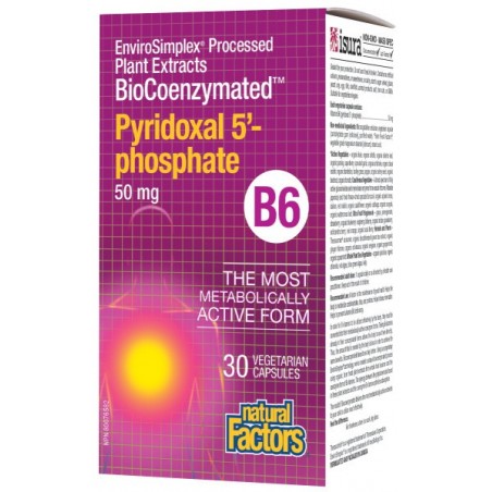 BioCoenzymated Pyridoxal 5 phosphate B6 50 mg, 30 Capsules Végétariennes | Safest & Easiest Shopping Vitamins Online | VITASHOP