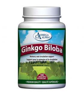 Omega Alpha Ginkgo Biloba Standardized 180 Vagi Capsules | Unbeatable Prices, Daily Deals | VITASHOP