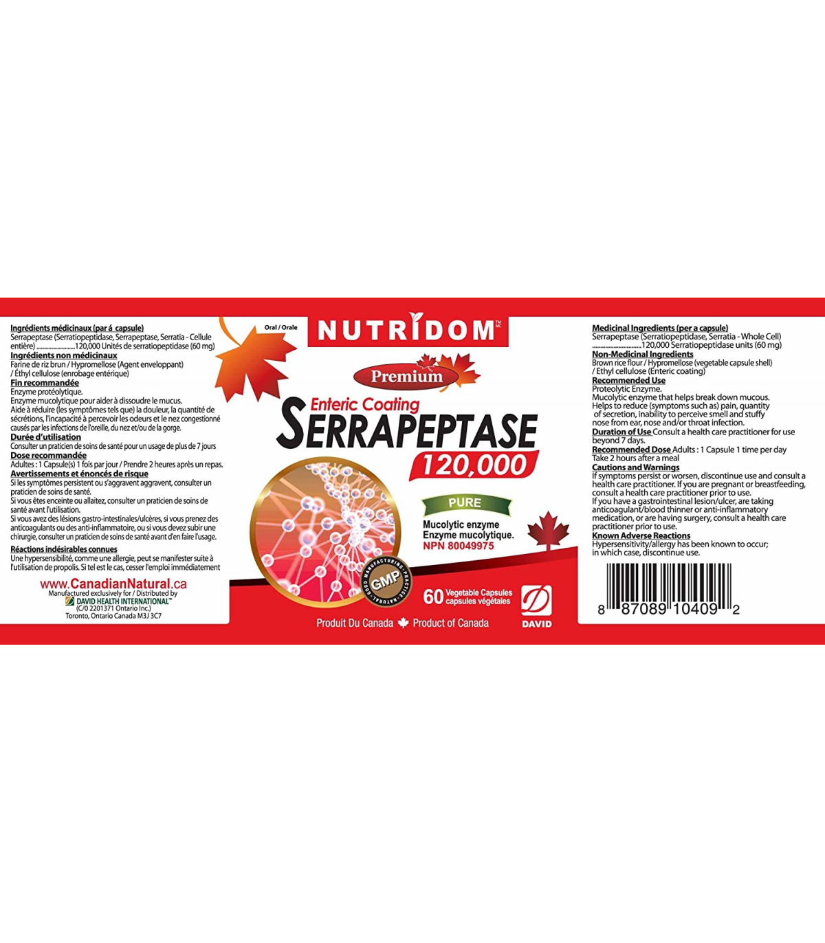 Nutridom Serrapeptase 60 Vegi Capsules | Unbeatable Prices, Daily Deals | VITASHOP