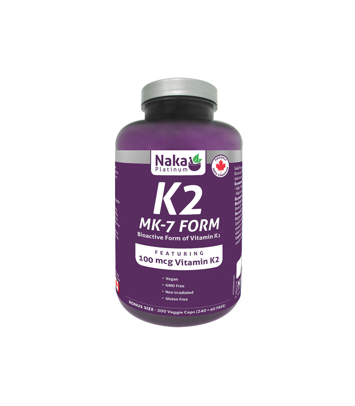 Naka 나카 플래티넘 K2(MK-7 형태) 100 mcg 300 식물성 캡슐 | 매일 업데이트되는 특가 상품 | VITASHOP