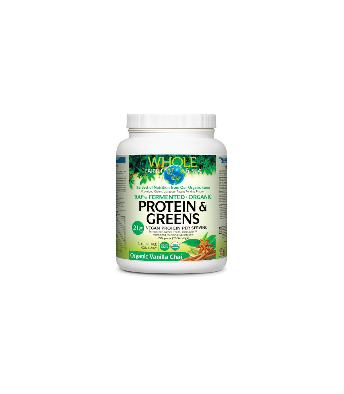 Whole Earth & Sea Fermented Organic Protein & Greens Organic Vanilla Chai, 656 g | Unbeatable Prices, Daily Deals | VITASHOP
