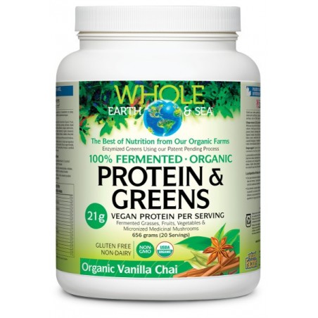 Whole Earth & Sea Fermented Organic Protein & Greens Organic Vanilla Chai, 656 g | Unbeatable Prices, Daily Deals | VITASHOP