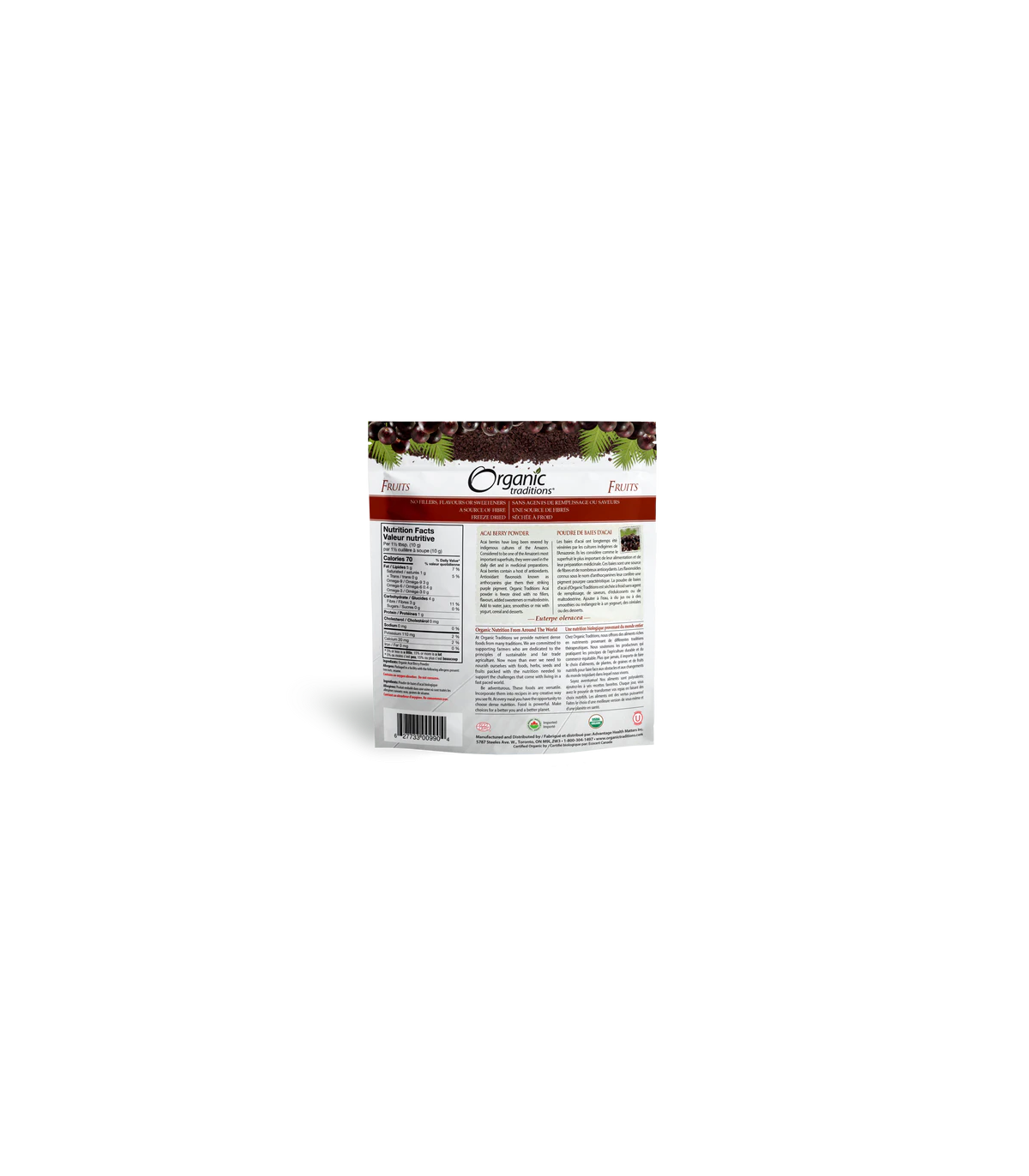 Organic Traditions 오가닉 트래디션 아사이베리 분말 냉건조 100g | 매일 업데이트되는 특가 상품 | VITASHOP