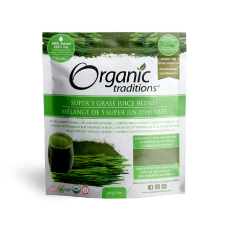 Organic Traditions 오가닉 트래디션 슈퍼 5 잔디 주스 블렌드 150g | 매일 업데이트되는 특가 상품 | VITASHOP