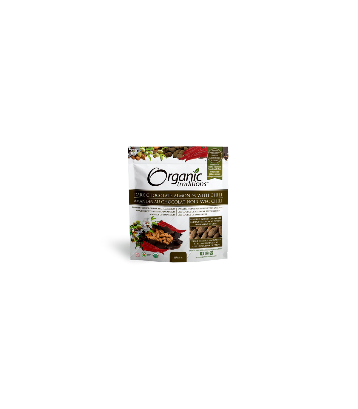 Organic Traditions Almonds Dark Chocolate With Chili 227 g | Unbeatable Prices, Daily Deals | VITASHOP