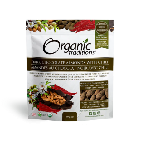 Organic Traditions Almonds Dark Chocolate With Chili 227 g | Unbeatable Prices, Daily Deals | VITASHOP