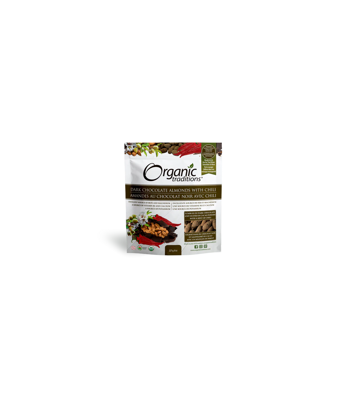 Organic Traditions Almonds Dark Chocolate With Chili 227 g | Unbeatable Prices, Daily Deals | VITASHOP