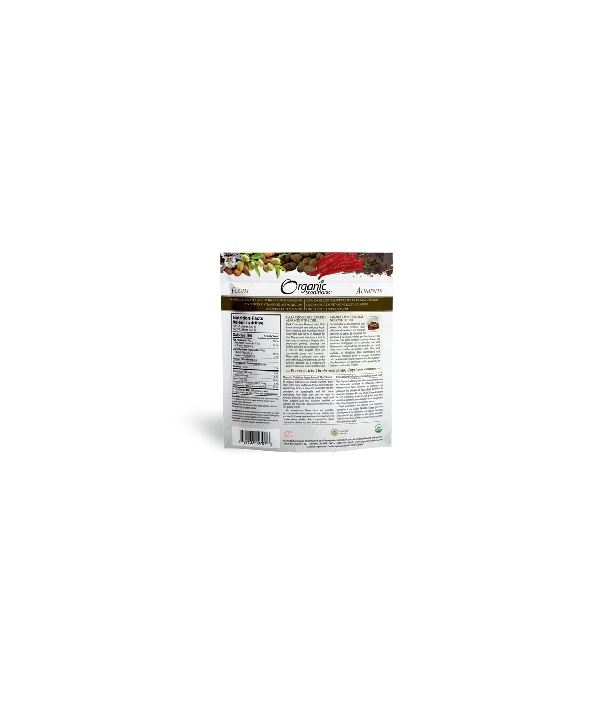 Organic Traditions Almonds Dark Chocolate With Chili 227 g | Unbeatable Prices, Daily Deals | VITASHOP
