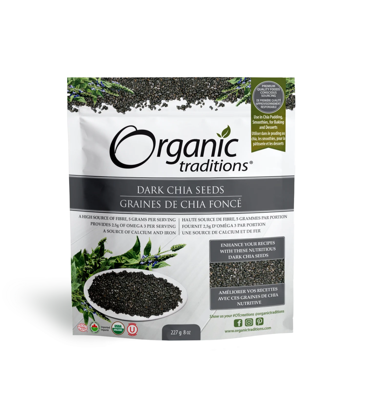 Chia Seeds Dark Whole 227 g | Safest & Easiest Shopping Vitamins Online | VITASHOP