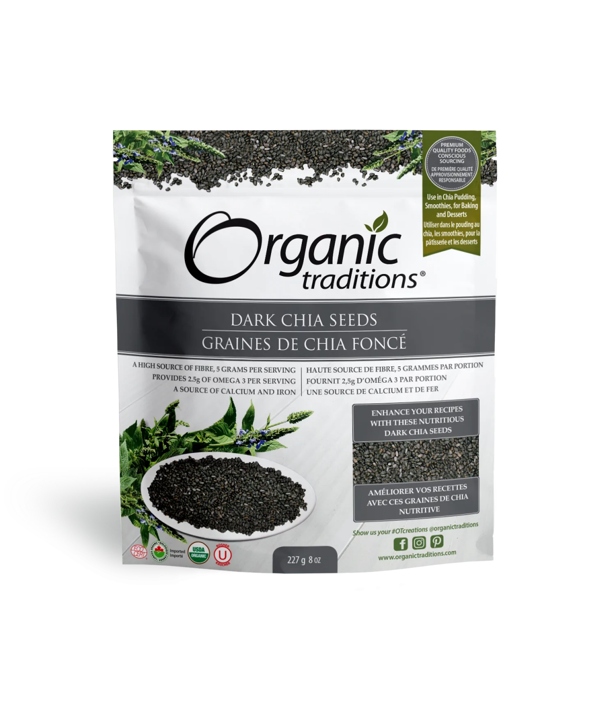 Chia Seeds Dark Whole 227 g | Safest & Easiest Shopping Vitamins Online | VITASHOP