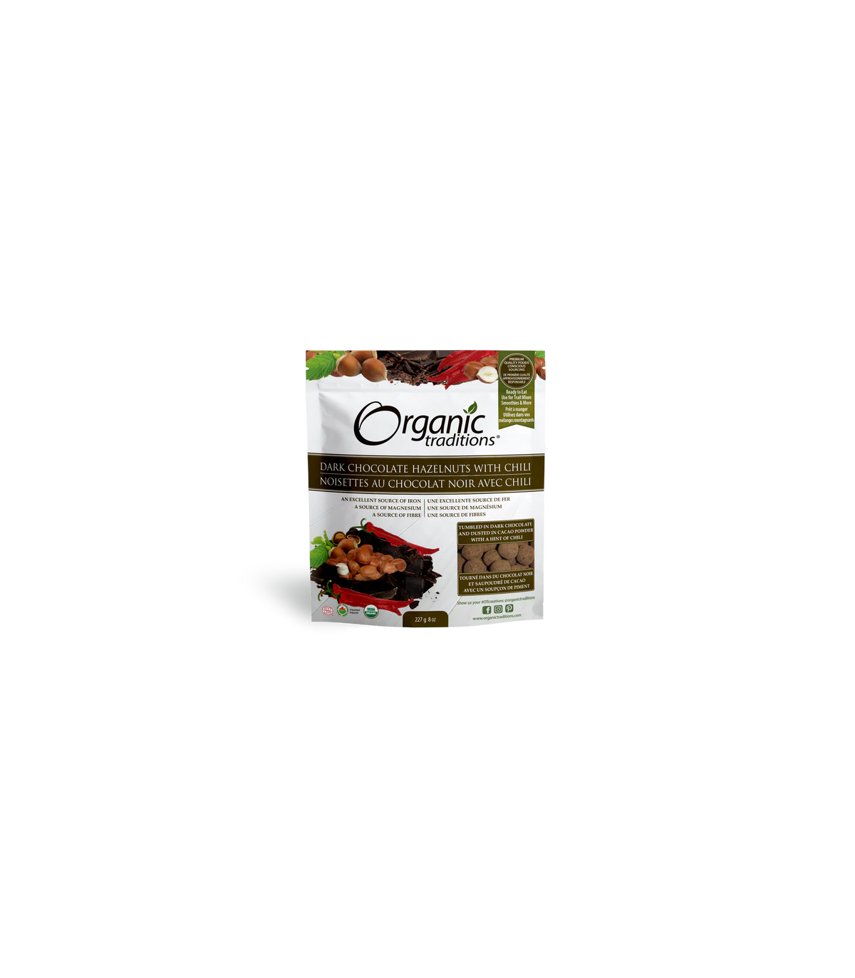 Organic Traditions Hazelnuts Dark Chocolate W Chili 227 g | Unbeatable Prices, Daily Deals | VITASHOP