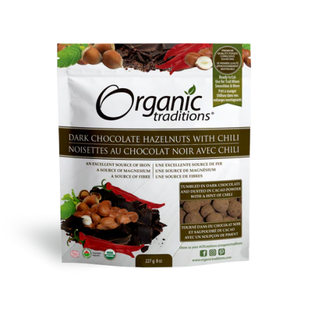 Organic Traditions Hazelnuts Dark Chocolate W Chili 227 g | Unbeatable Prices, Daily Deals | VITASHOP