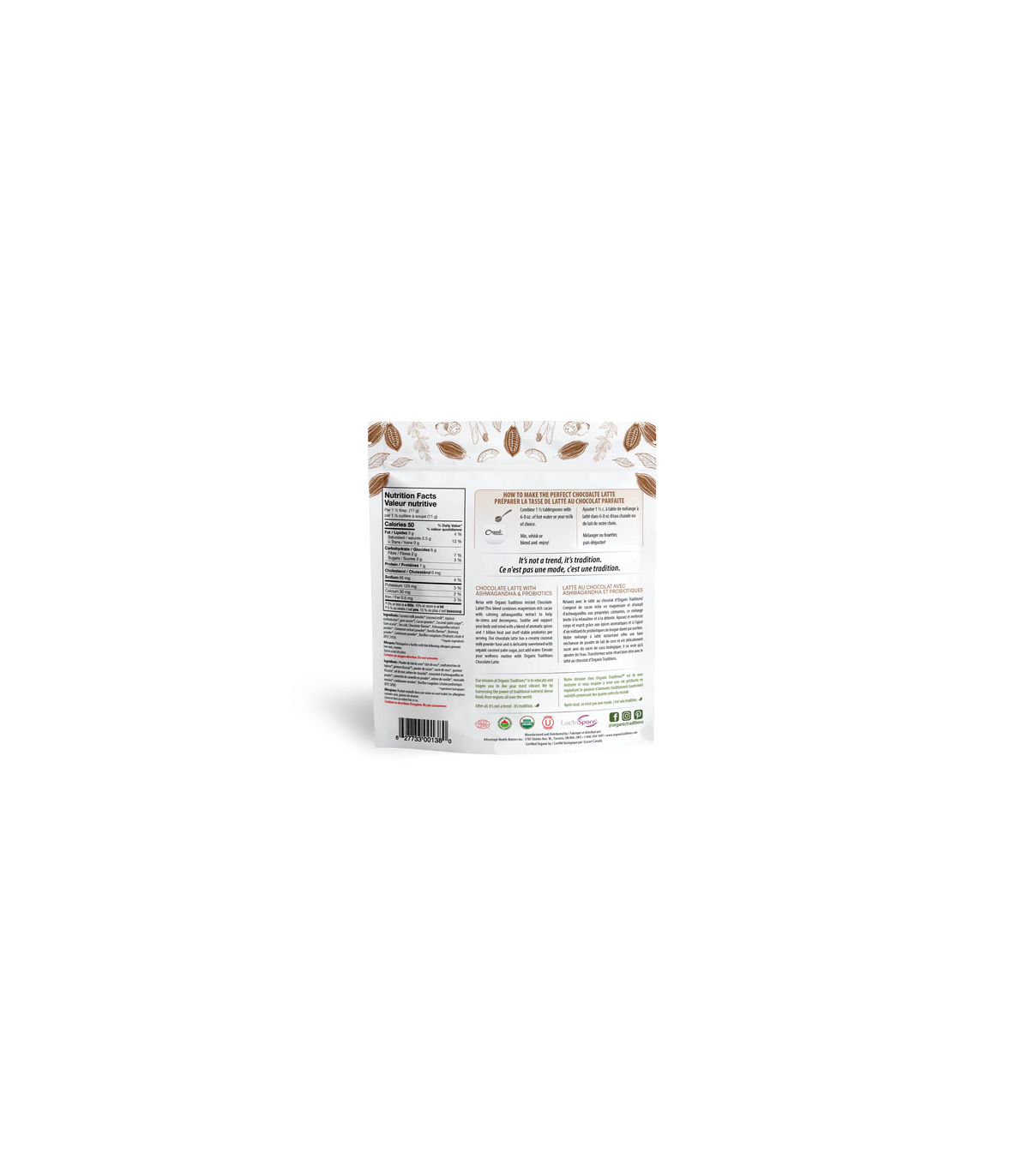 Organic Traditions 오가닉 트래디션 프로바이오틱스 함유 라떼 초콜릿 150g | 매일 업데이트되는 특가 상품 | VITASHOP