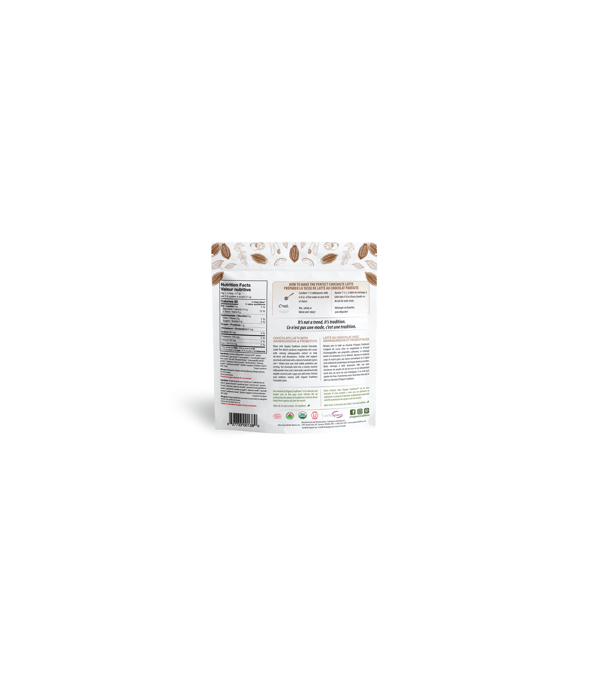 Organic Traditions 오가닉 트래디션 프로바이오틱스 함유 라떼 초콜릿 150g | 매일 업데이트되는 특가 상품 | VITASHOP