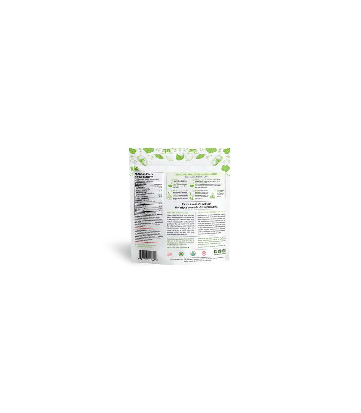 Organic Traditions Pancake And Waffle Mix Matcha 300 g | Unbeatable Prices, Daily Deals | VITASHOP