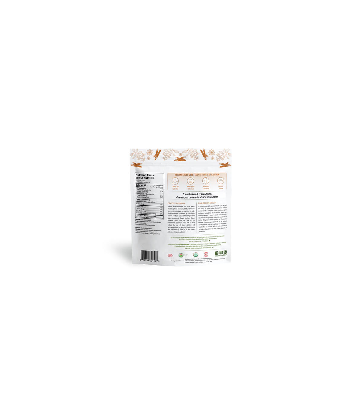Organic Traditions Ceylon Cinnamon Powder 227 g | 每天不同折扣, 全网最低价格 | 种类齐全的保健品店铺 VITASHOP, 只有你想不到, 没有你买不到 !