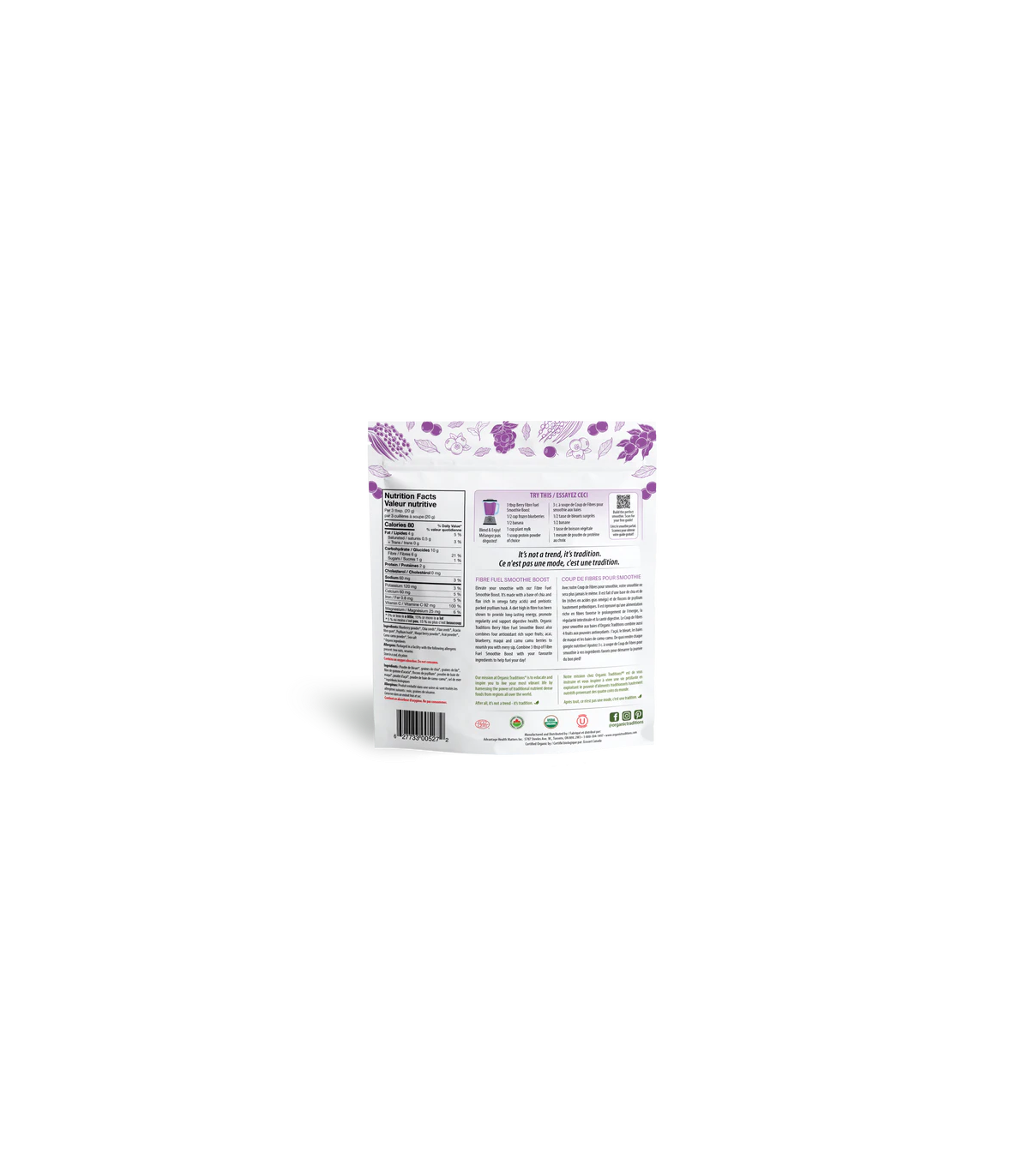 Organic Traditions Fibre Fuel Berry 300 g | Unbeatable Prices, Daily Deals | VITASHOP