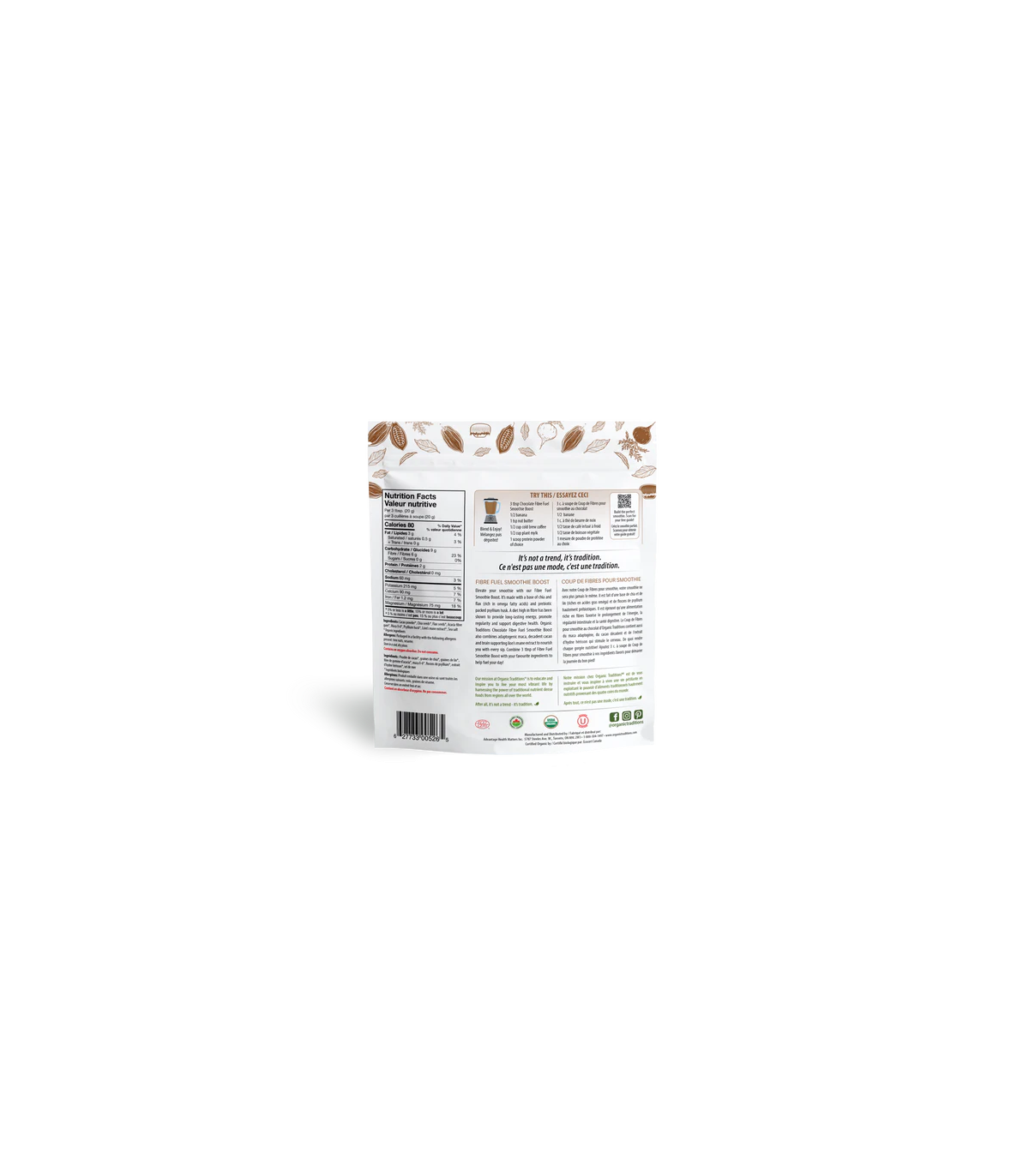 Organic Traditions 오가닉 트래디션 파이버 퓨얼 초콜릿 300g | 매일 업데이트되는 특가 상품 | VITASHOP
