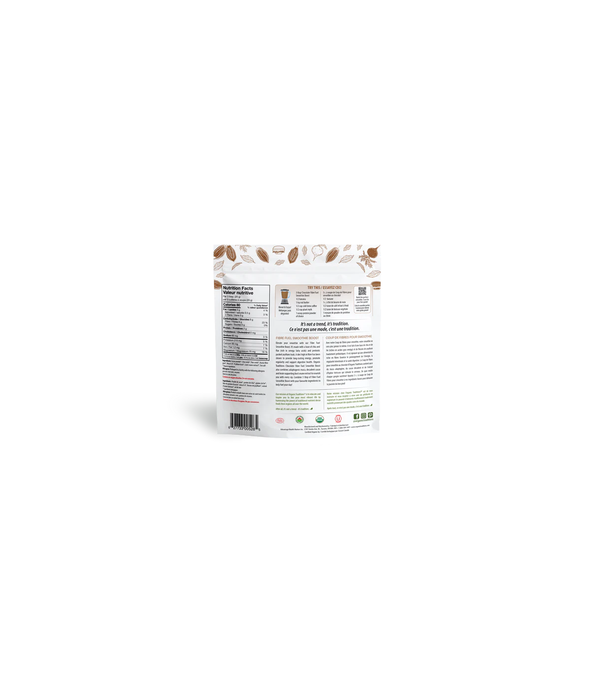 Organic Traditions 오가닉 트래디션 파이버 퓨얼 초콜릿 300g | 매일 업데이트되는 특가 상품 | VITASHOP