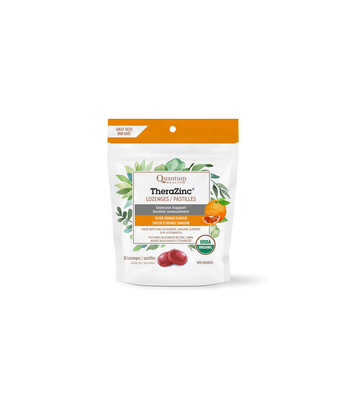 Quantum Health Organic TheraZinc Blood Orange 18 Lozenges | Unbeatable Prices, Daily Deals | VITASHOP
