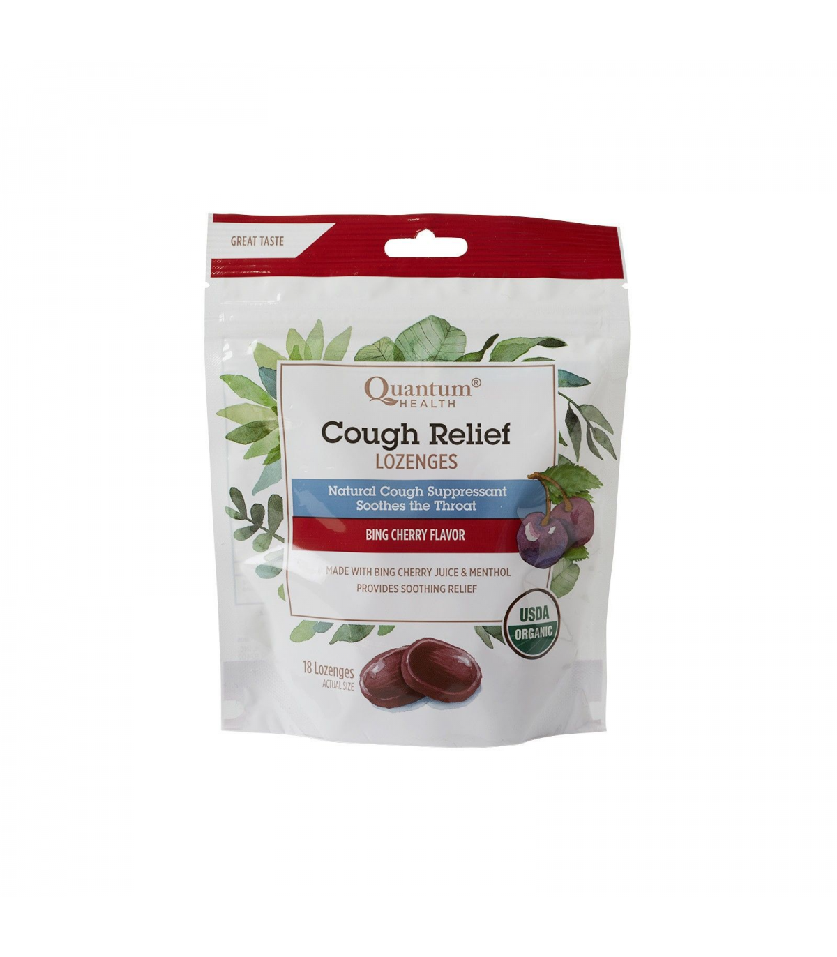 Organic Cough Relief Bing Cherry 18 Lozenges | Safest & Easiest Shopping Vitamins Online | VITASHOP