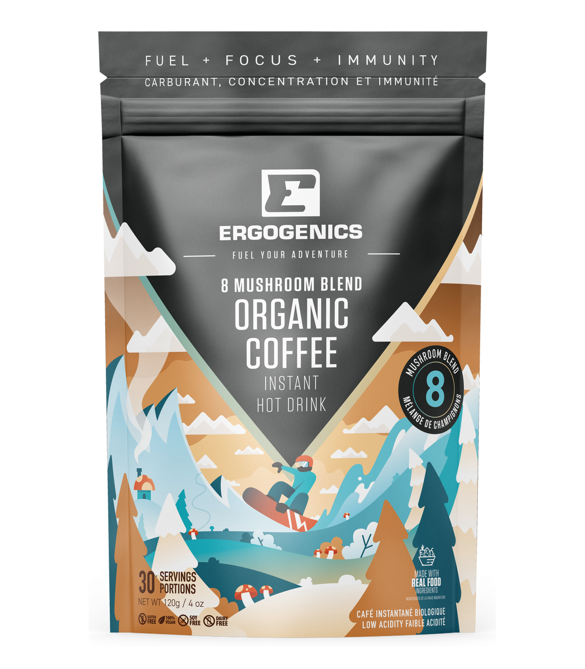 Ergogenics Nutrition 어고닉스 뉴트리션 8 버섯 혼합 인스턴트 커피 120g | 매일 업데이트되는 특가 상품 | VITASHOP