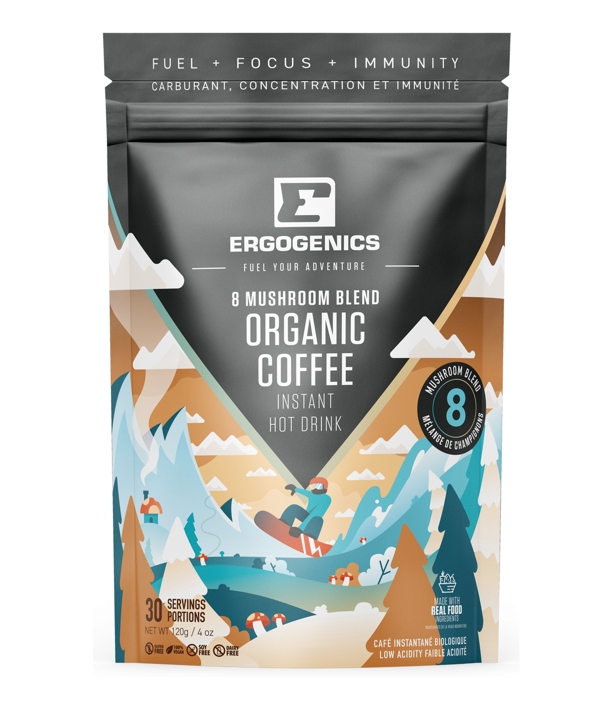 Ergogenics Nutrition 어고닉스 뉴트리션 8 버섯 혼합 인스턴트 커피 120g | 매일 업데이트되는 특가 상품 | VITASHOP