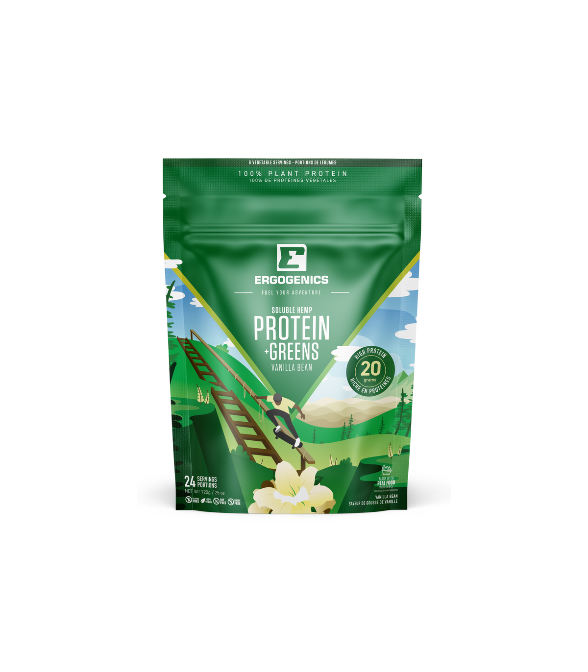 Ergogenics Nutrition 어고닉스 뉴트리션 대마 단백질+그린, 바닐라 720g | 매일 업데이트되는 특가 상품 | VITASHOP