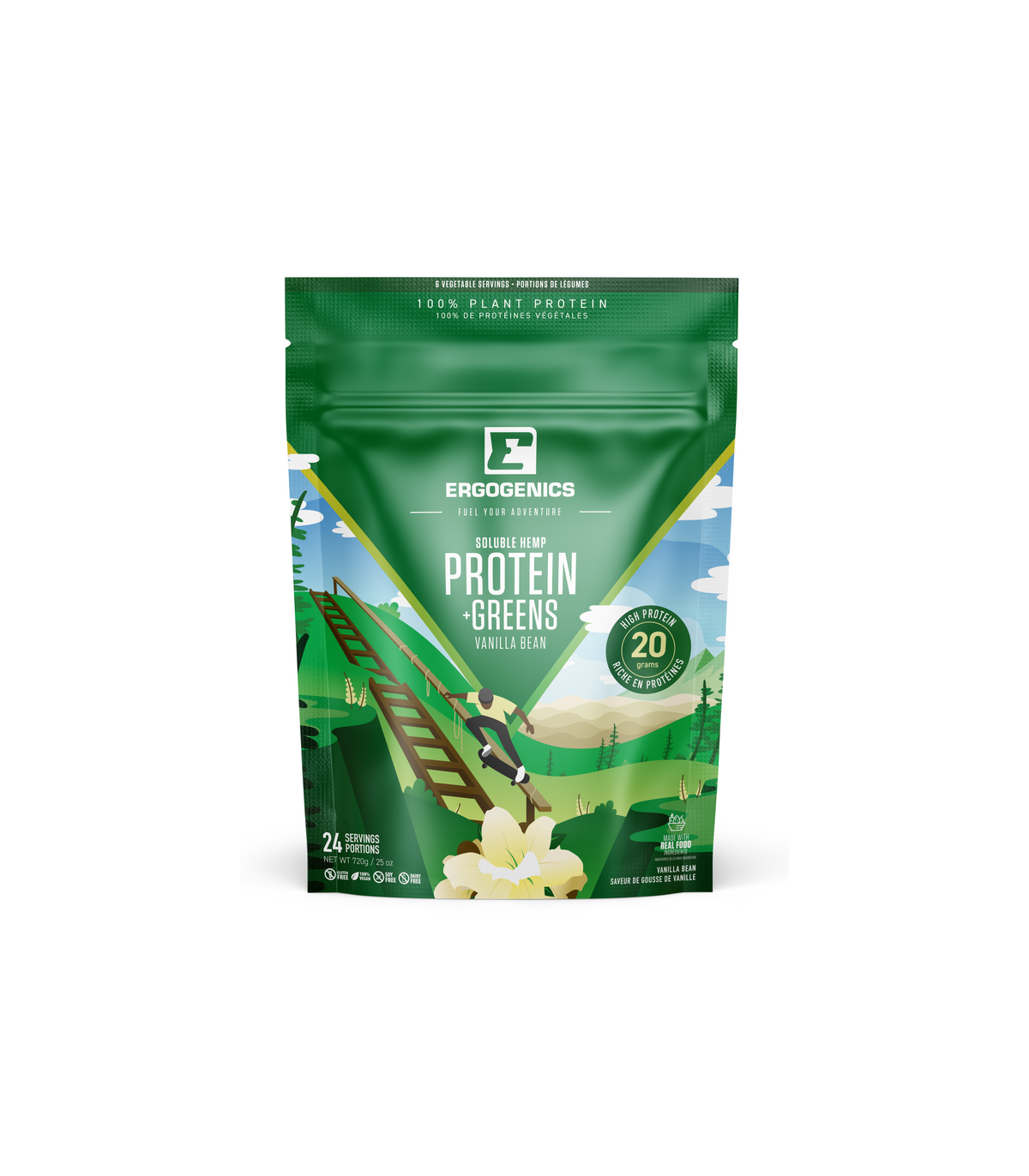 Ergogenics Nutrition 어고닉스 뉴트리션 대마 단백질+그린, 바닐라 720g | 매일 업데이트되는 특가 상품 | VITASHOP