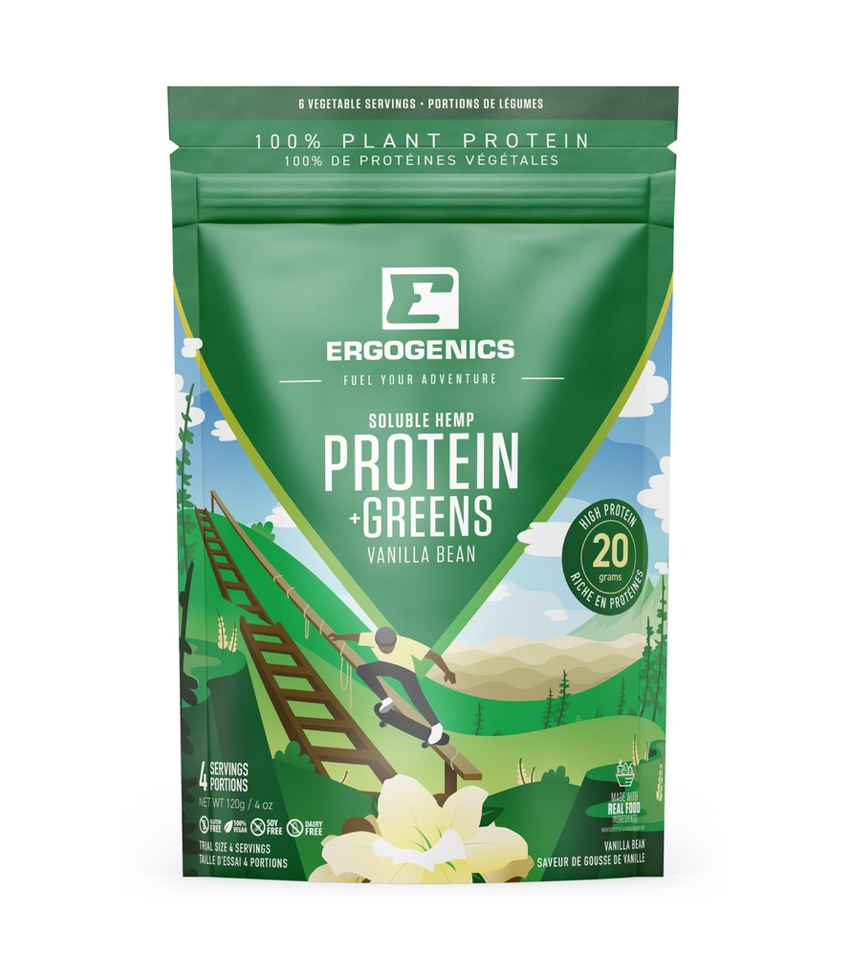 Ergogenics Nutrition 어고닉스 뉴트리션 대마 단백질+그린, 바닐라 120g | 매일 업데이트되는 특가 상품 | VITASHOP
